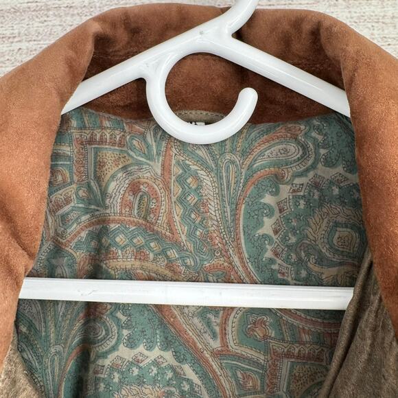 Vintage Echtes Leder Explorer Cargo Leather Jacket Mens XL Tan Gray Suede Collar - Picture 8 of 13